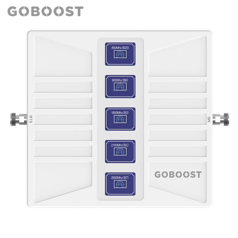 Goboost 5 band mobile signal booster 850 900 1800 2100 2600 MHz AGC cell phone signal booster repeater